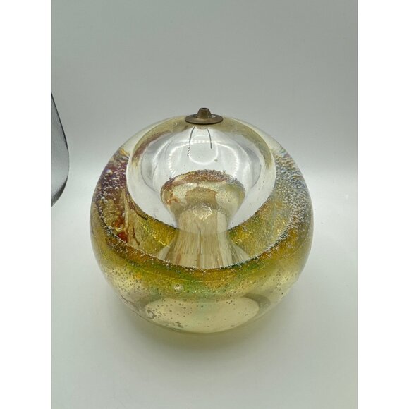 Vintage Hand-Blown Glass Paperweight Oil Lamp Citrine Intricate Swirls & Bubbles - Picture 2 of 4